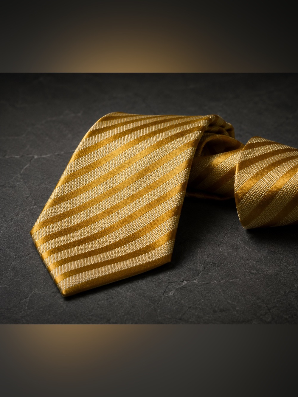 Men’s Luxury Canali Striped Silk Tie – Made in Italy – Gold/Yellow